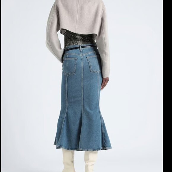 COS PANELED FLARED DENIM SKIRT Faded blue Size 6 - Picture 9 of 10